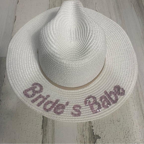Simply Southern Brides Babe Sequin White Straw Hat Bachelorette Bridal Shower - Picture 1 of 7